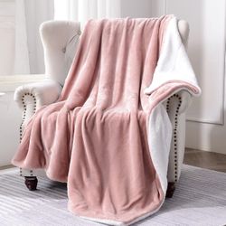 SOCHOW Sherpa Fleece Throw Blanket, Double-Sided Super Soft Luxurious Plush Blanket Twin Size 60 Inch x 80 inch, Dusty Pink,