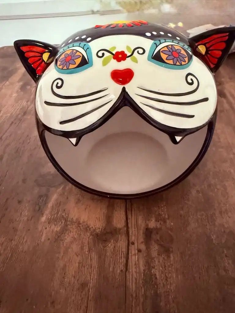 Blue Sky Sugar Skull Cat Candy Bowl Day