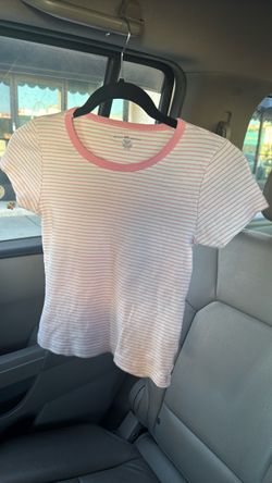 Brandy Melville pink and white stripes tshirt