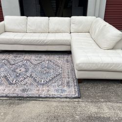 *FREE DELIVERY* White Leather Sectional 