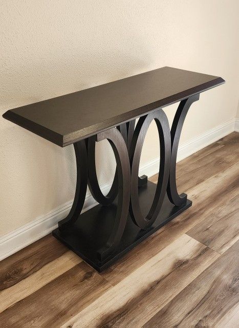 Cappuccino Standard Rectangle Wood Console Table Dimensions 42X15.5X30