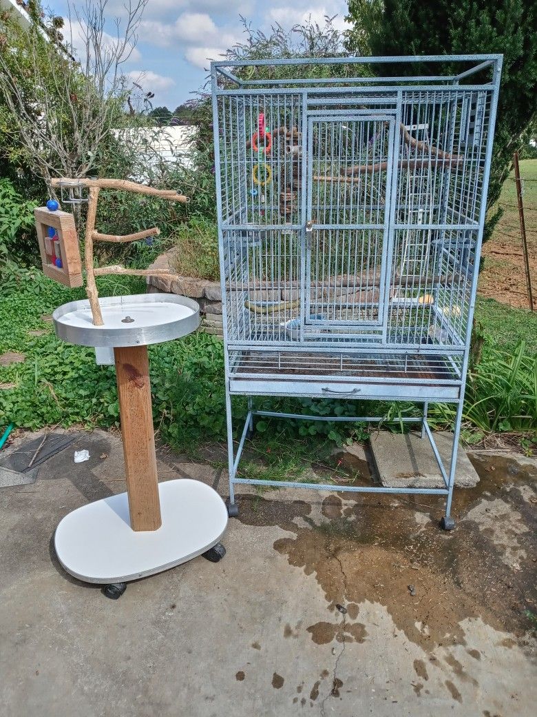 Bird Cage With Perch Stand