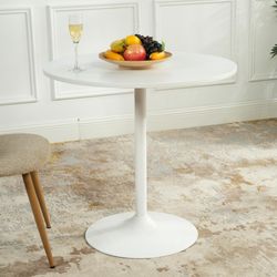 Homy Casa Clift 31.5" Round Dining Table with Metal Frame, White
