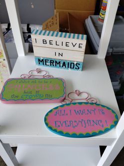 Wall Art Princess Diva Mermaid set of Girl Signs