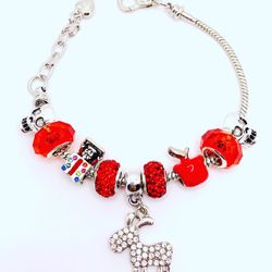Christmas Reindeer Rhinestone With Skull Charm Bracelets 