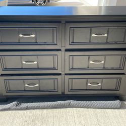 Youth Bedroom Dresser Mirror Nightstand- Black 