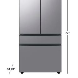 Samsung - BESPOKE 29 cu. ft. 4-Door French Door Smart Refrigerator with Beverage Center - Fingerprint Resistant Stainless Steel