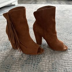 Suede High Heel Cowgirl Peep Toe Sandal