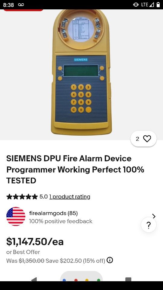 SIEMENS DPU Fire Alarm Device Programmer