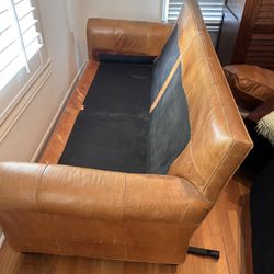 Leather Couch With Solid Wood Frame 
