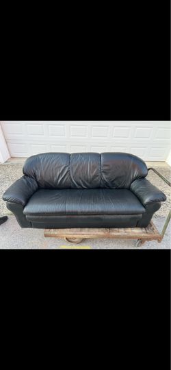 Black leather sofa
