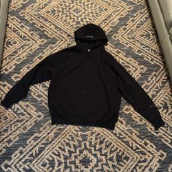 Essentials Zip Up Hoodie Applique Logo Black