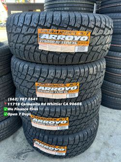 275/55R20 Arroyo A/T New Set of Tires Installed and Balanced Set de Llantas Nuevas Instaladas y Balanceadas