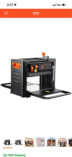 VEVOR - Benchtop Thickness Planer, Dual Speed, 13 in. Wide Table, Equipped with Three Blades, 15-Amp 2000W Motor VEVOR - Benchtop Thickness Planer, Du