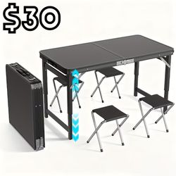 [Open Box] 4FT Folding Camping Table + 4 Mini Stools