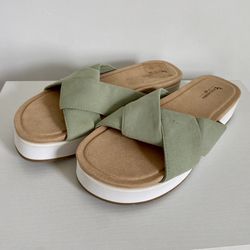 New Koolaburra by Ugg Mint Suede Twist Slide Sandals Size 7