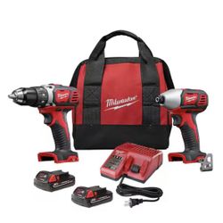 ilwaukee M18 18V Lithium-Ion Cordless Drill Driver/Impact Driver Combo Kit (2-Tool) W/ Two 1.5Ah Batteries, Charger Tool Bag