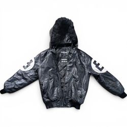 ​Vintage Style 8 Ball Bomber Jacket w/ Fur-Trimmed Hood - Sportier (Size L)