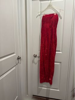 Strapless Red Sequin Evening Gown size medium
