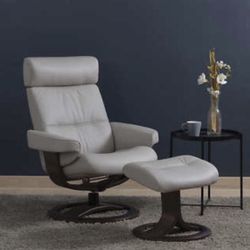 Oslo Leather Recliner/Ottoman-New! Over 65% Off!
