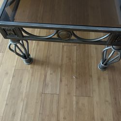 Glass And Metal Coffee Table With 2 Side Tables