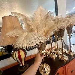Shabby Chic Metal Base Ostrich Feather Centerpieces