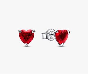 Authentic Pandora Red Heart Stud Earrings