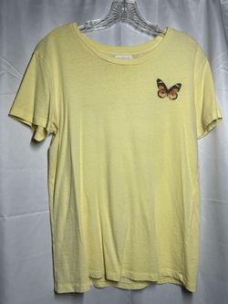 Full Tilt Soft Yellow Butterfly Graphic Tee T-Shirt