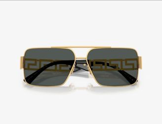 Versace Gold Square Sunglasses with Greca Detail