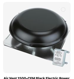 Air Vent 53847 Roof-Mounted Power Attic Ventilator – Black – 1,500 CFM New / Open Box Powerful electric roof-mounted attic ventilator designed to he