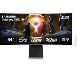 Samsung 34 Inch Odyssey OLED G8 Gaming Monitor
