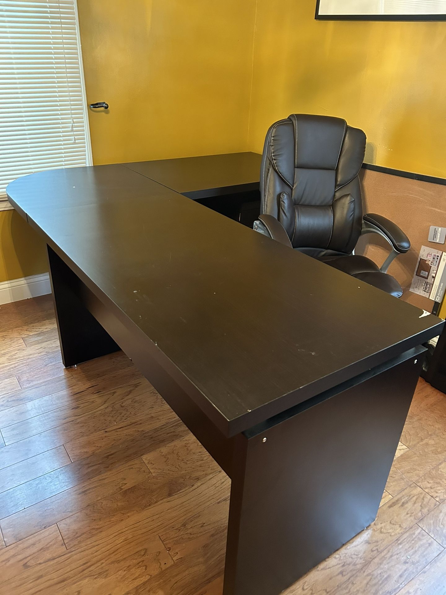 Desk And Bookshelf With Chair And Filing Cabinet
