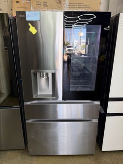 New open box LG 36 in. 29 cu. ft. Smart MyColor InstaView Standard-Depth MAX 4-Door French Door Refrigerator in Stainless Steel