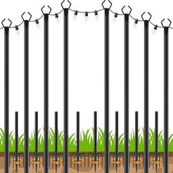 LETIANPAI 8 Pack String Light Poles,10 FT Metal Poles with Fork for Outdoor String Lights,Outdoor Light Poles with Fork,Poles/Post/Stand for Outside