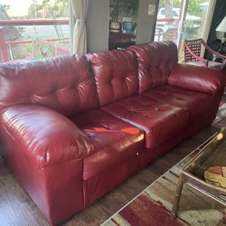Red Pleather Couch