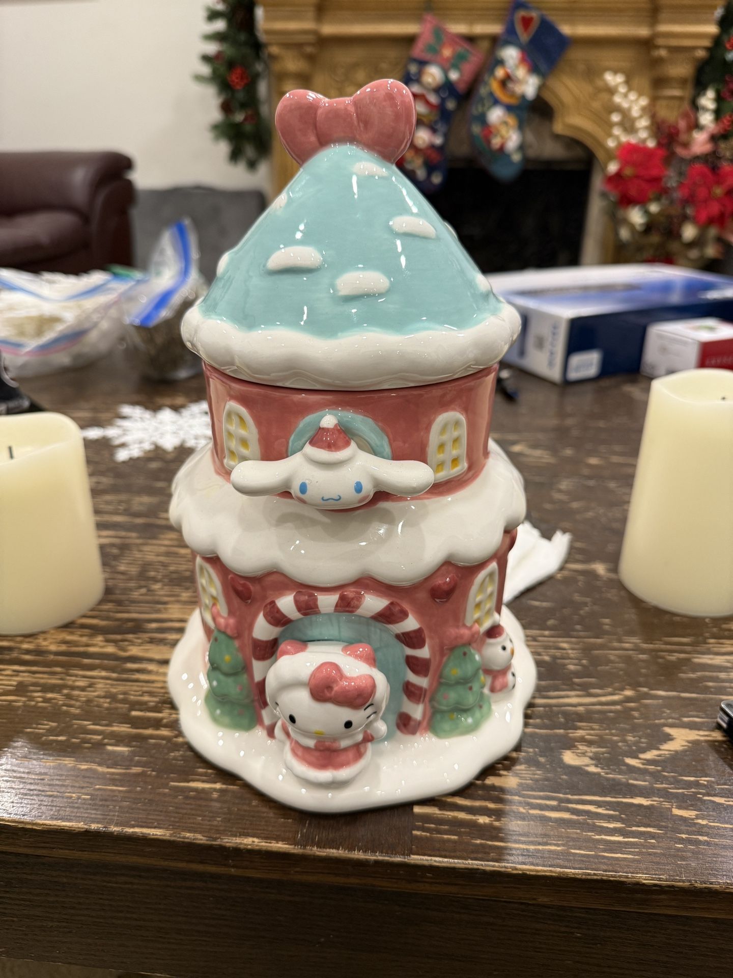 Hello kitty Christmas ceramic Cookie Jar By Blue Sky