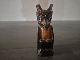 Handmade Alsakan Natives Tribe Religious Wooden Figurine