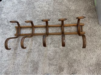 Rare find!  Vintage C bentwood  5 Arm Coatabd GatWall Mount Rack&