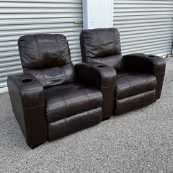 Beautiful Brown Boned Leather Recliner Movie Set Couch! ***Free Delivery***
