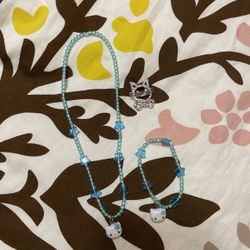 Hello Kitty Necklace And Bracelet And Kitty
