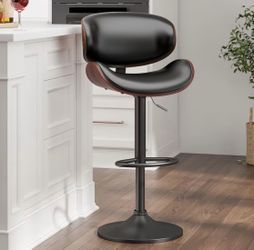 Adjustable & Swivel Faux Leather Bar Stool