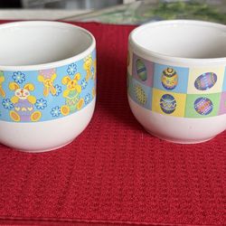 RARE VINTAGE MULBERRY Bunnies Easter Eggs Blue Green Purple Yellow Mug and Easter Eggs Mugs