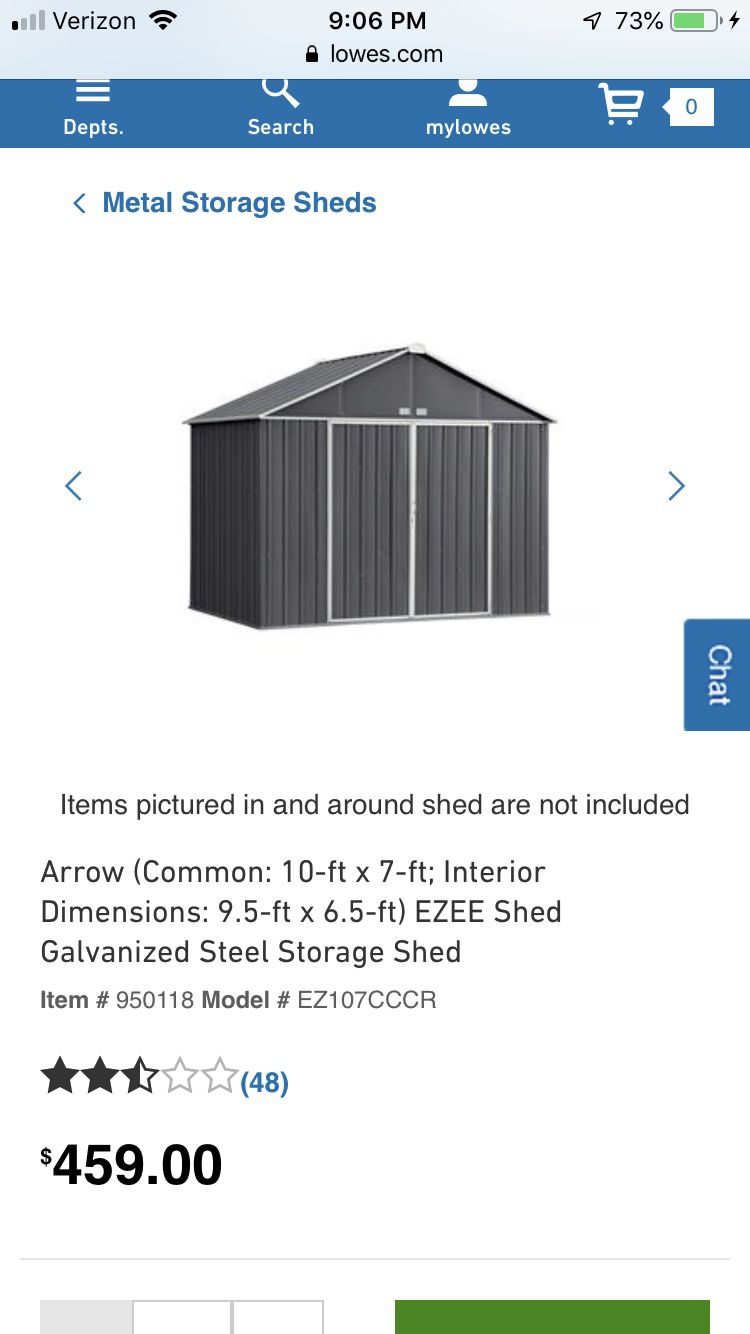 Brand New Ezee Metal Storage Shed 10’ x 7’