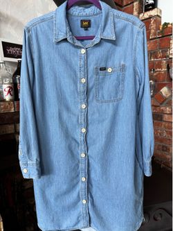 Lee Light Blue Denim Button-Up Shirt Dress