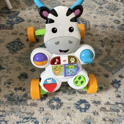 Fisher-Price Baby Push Toy Learn with Me Zebra Walker Musical Learning Activity with Lights & Fine Motor Play for Infants Ages 6+ Months