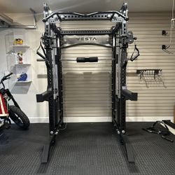 PRO SERIES Ultimate Half Rack Functional Trainer w/Smith Machine Bar | 400lb Stack | Gym Equipment | Fitness | Commercial | Squat Rack 