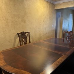 Wooden Antique Table with Chairs 