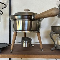 Vintage SS Food Warmer With Wooden Handle 