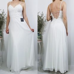 NEW Lulu Georgiana White Lace-up Maxi Dress