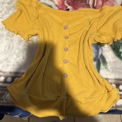 Yellow W/brown Button Body Suit 
